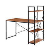 Birou cu cadru metalic negru si blat din MDF melaminat maro, 15 mm grosime, 120x60x121 cm Storia 2 HARO